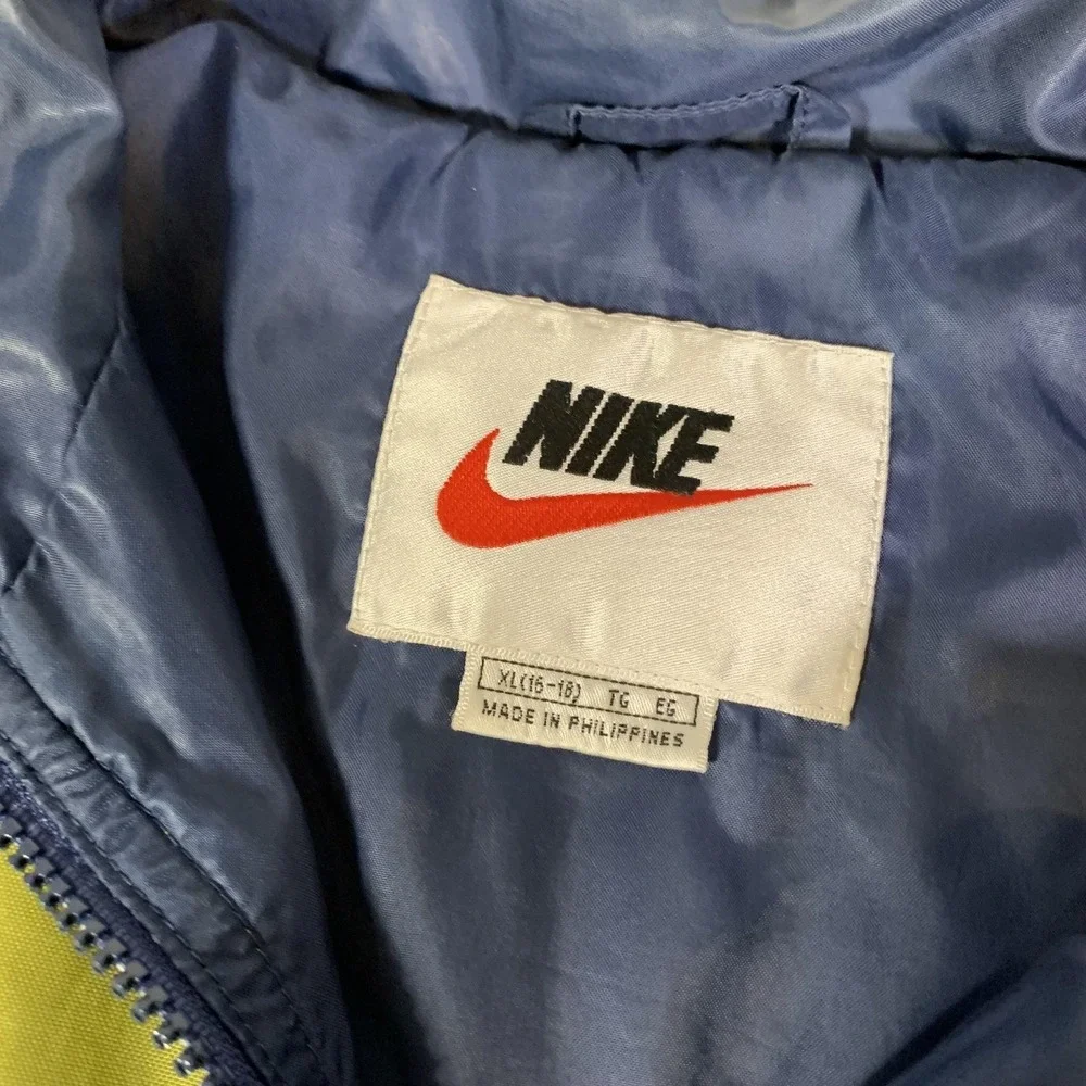 Vintage Nike Jacket Youth XL 18‎ Green Navy Colorblock Windbreaker Full Zip 90s